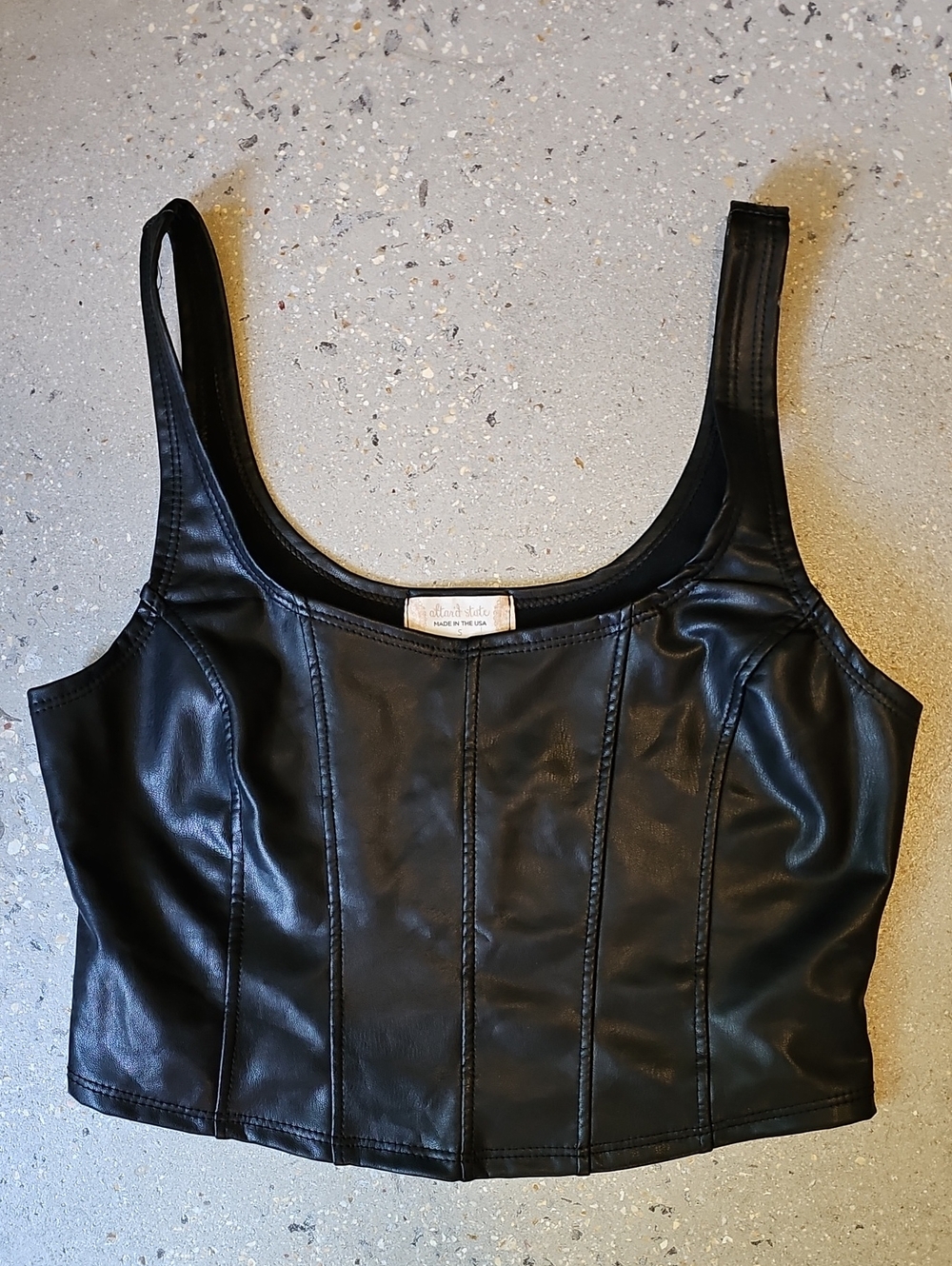 Black Faux Leather Tank Top
